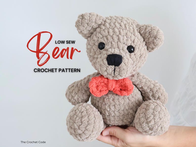 Large Low-Sew Plush Bear Pattern | Instant Digital download PDF