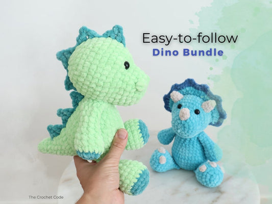 2-in-1 Dinosaur Bundle Pattern | Instant Digital download PDF