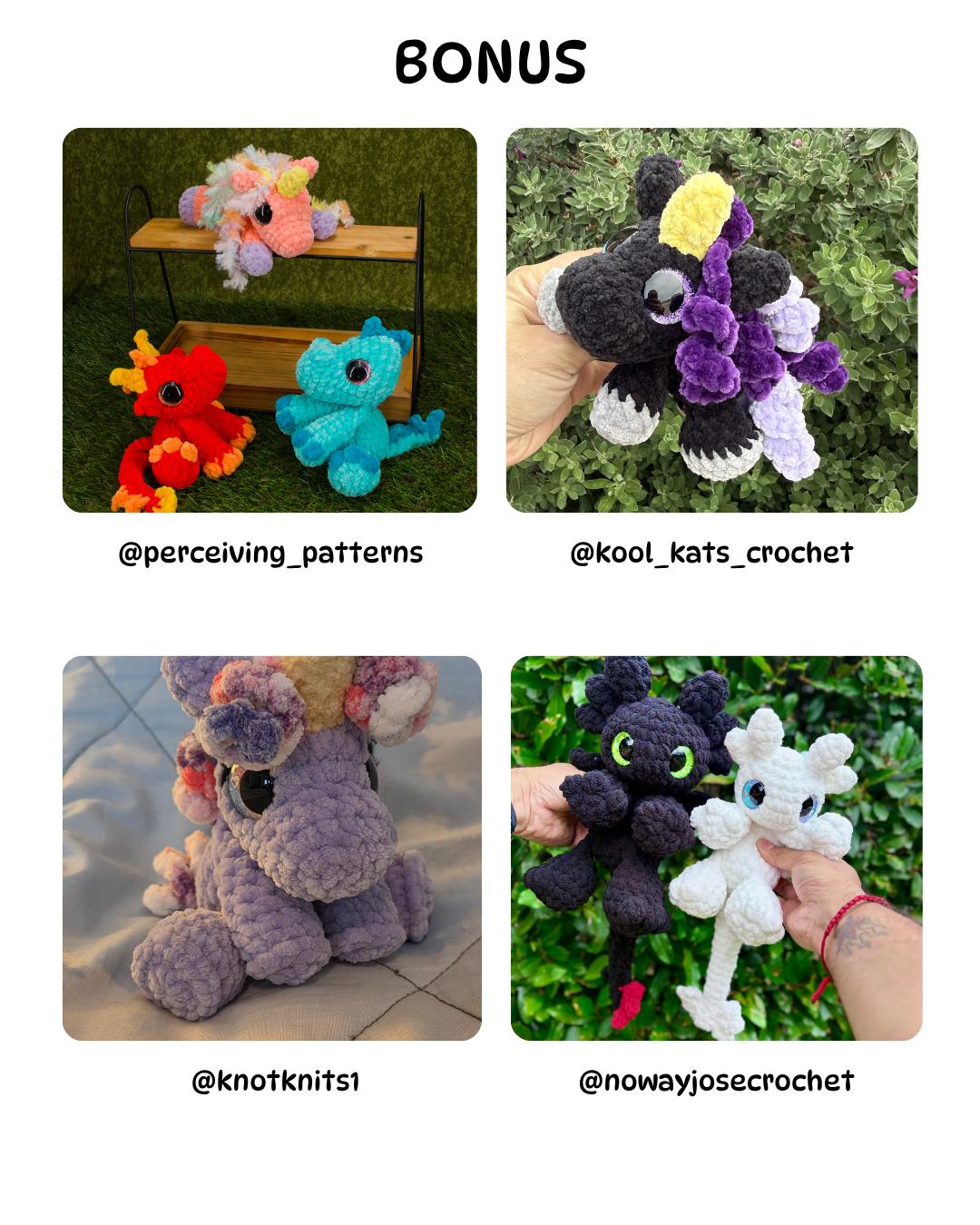 SnuggleBeansCrochet Mini Dragon Unicorn Dino 4-Pack Crochet Pattern Bundle Intermediate Amigurumi PDF