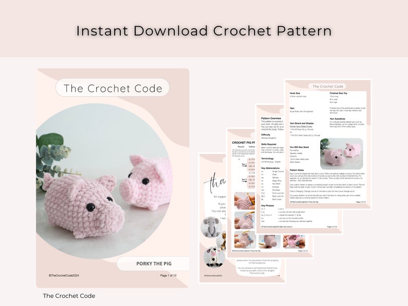 Low-Sew Baby Pig Amigurumi Pattern | Instant Digital download PDF