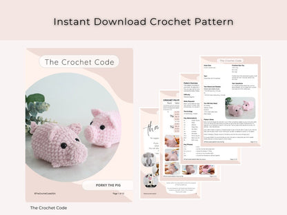 Low-Sew Baby Pig Amigurumi Pattern | Instant Digital download PDF
