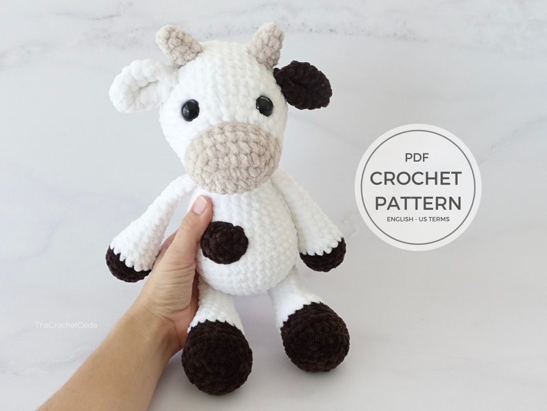 Large Plush Cow Amigurumi Pattern | Instant Digital download PDF