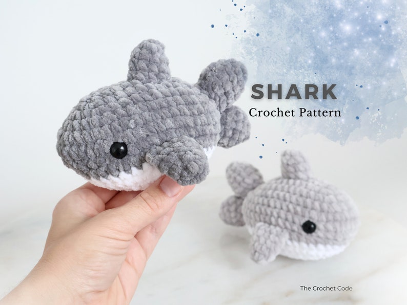 Storm the Baby Shark | Low-Sew Plushie Pattern | Instant Digital download PDF