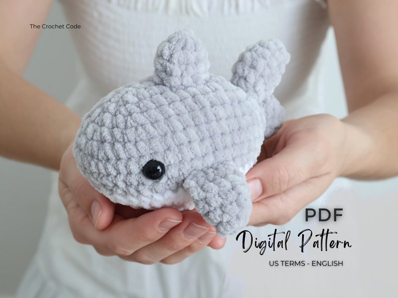Storm the Baby Shark | Low-Sew Plushie Pattern | Instant Digital download PDF