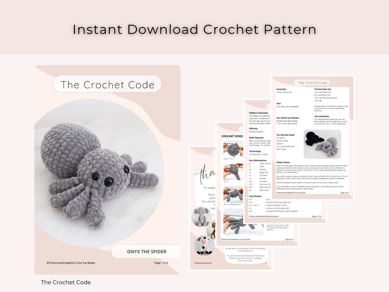 2-in-1 Spider Family Low-Sew Pattern | Instant Digital download PDF