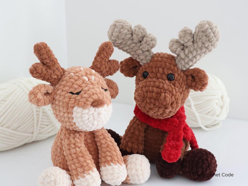 2-in-1 Christmas Deer & Moose Low-Sew Patterns | Instant Digital download PDF