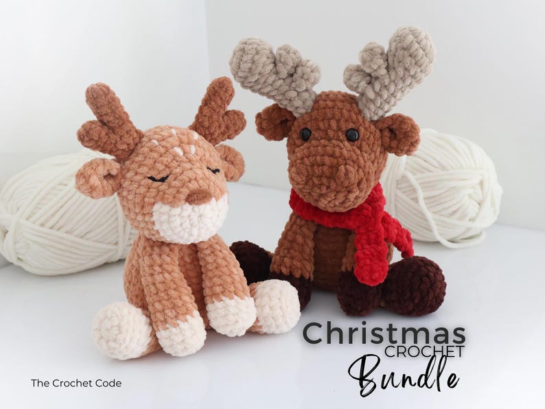 2-in-1 Christmas Deer & Moose Low-Sew Patterns | Instant Digital download PDF