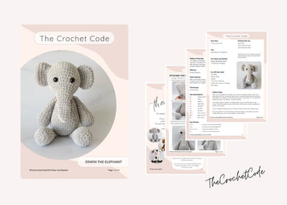 Plush Elephant Amigurumi Pattern | Instant Digital download PDF