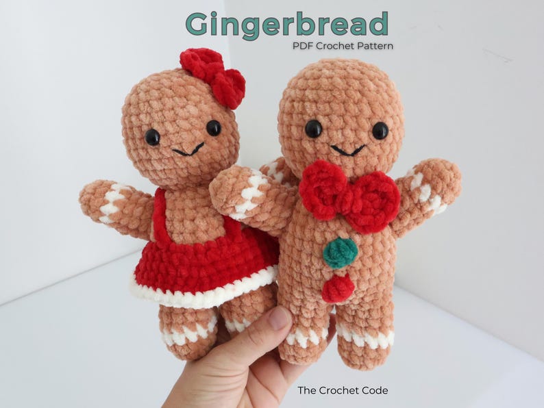 Gingerbread Couple: 2-in-1 Low-Sew Pattern | Instant Digital download PDF