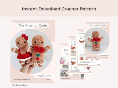 Gingerbread Couple: 2-in-1 Low-Sew Pattern | Instant Digital download PDF