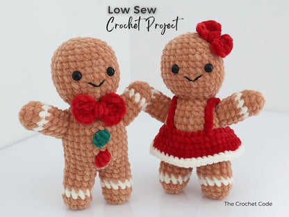 Gingerbread Couple: 2-in-1 Low-Sew Pattern | Instant Digital download PDF