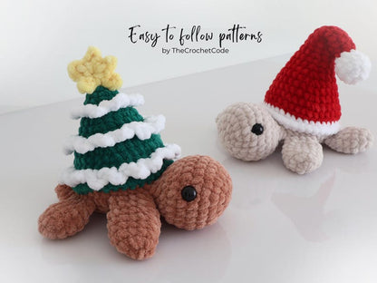 Low-Sew Christmas Turtles Pattern (2-in-1) | Instant Digital download PDF