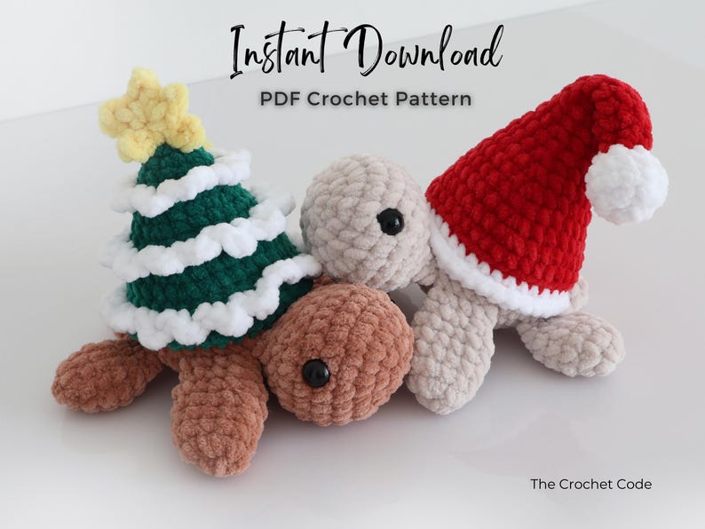 Low-Sew Christmas Turtles Pattern (2-in-1) | Instant Digital download PDF