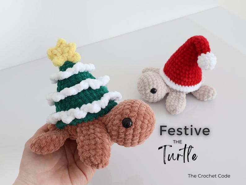Low-Sew Christmas Turtles Pattern (2-in-1) | Instant Digital download PDF