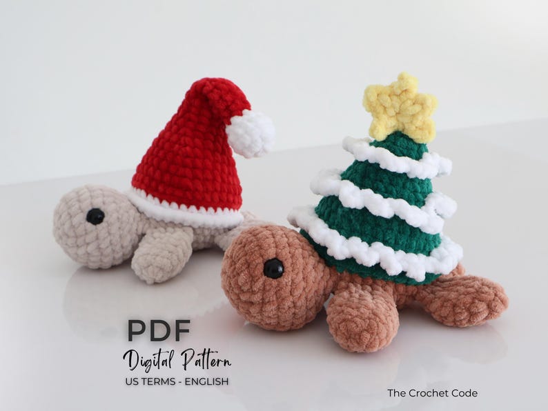 Low-Sew Christmas Turtles Pattern (2-in-1) | Instant Digital download PDF