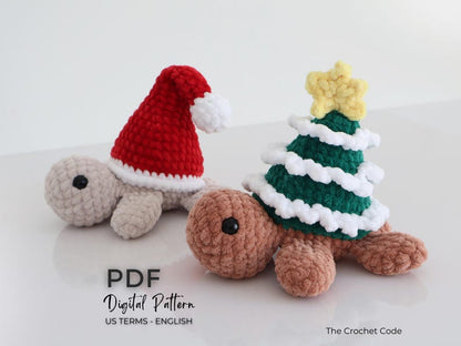 Low-Sew Christmas Turtles Pattern (2-in-1) | Instant Digital download PDF