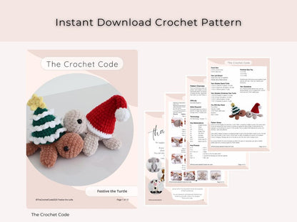 Low-Sew Christmas Turtles Pattern (2-in-1) | Instant Digital download PDF