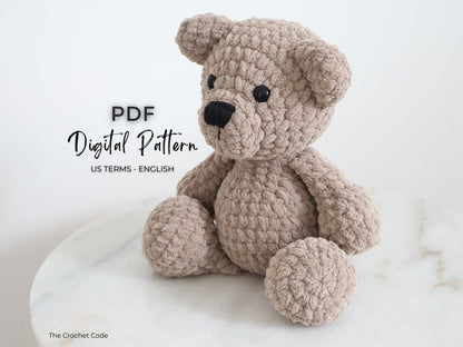 Large Low-Sew Plush Bear Pattern | Instant Digital download PDF