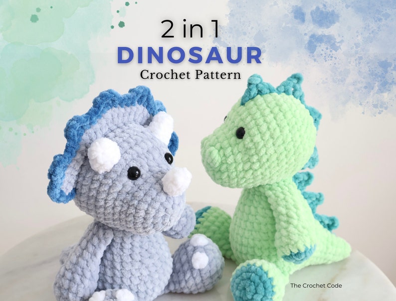 2-in-1 Dinosaur Bundle Pattern | Instant Digital download PDF