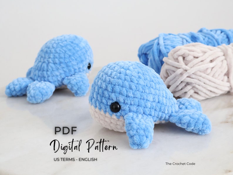 Low-Sew Tiny Whale Pattern | Instant Digital download PDF