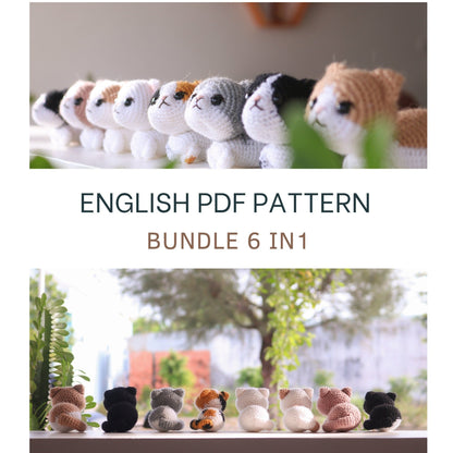 Amigurumi Crochet Cat Pattern Bundle 6-in-1 PDF