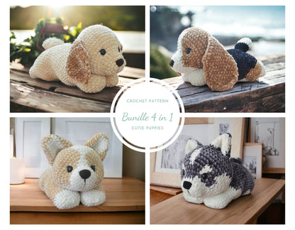 MagicRing Crochet Dog Pattern Bundle: Corgi Husky Retriever Beagle (PDF Pattern)