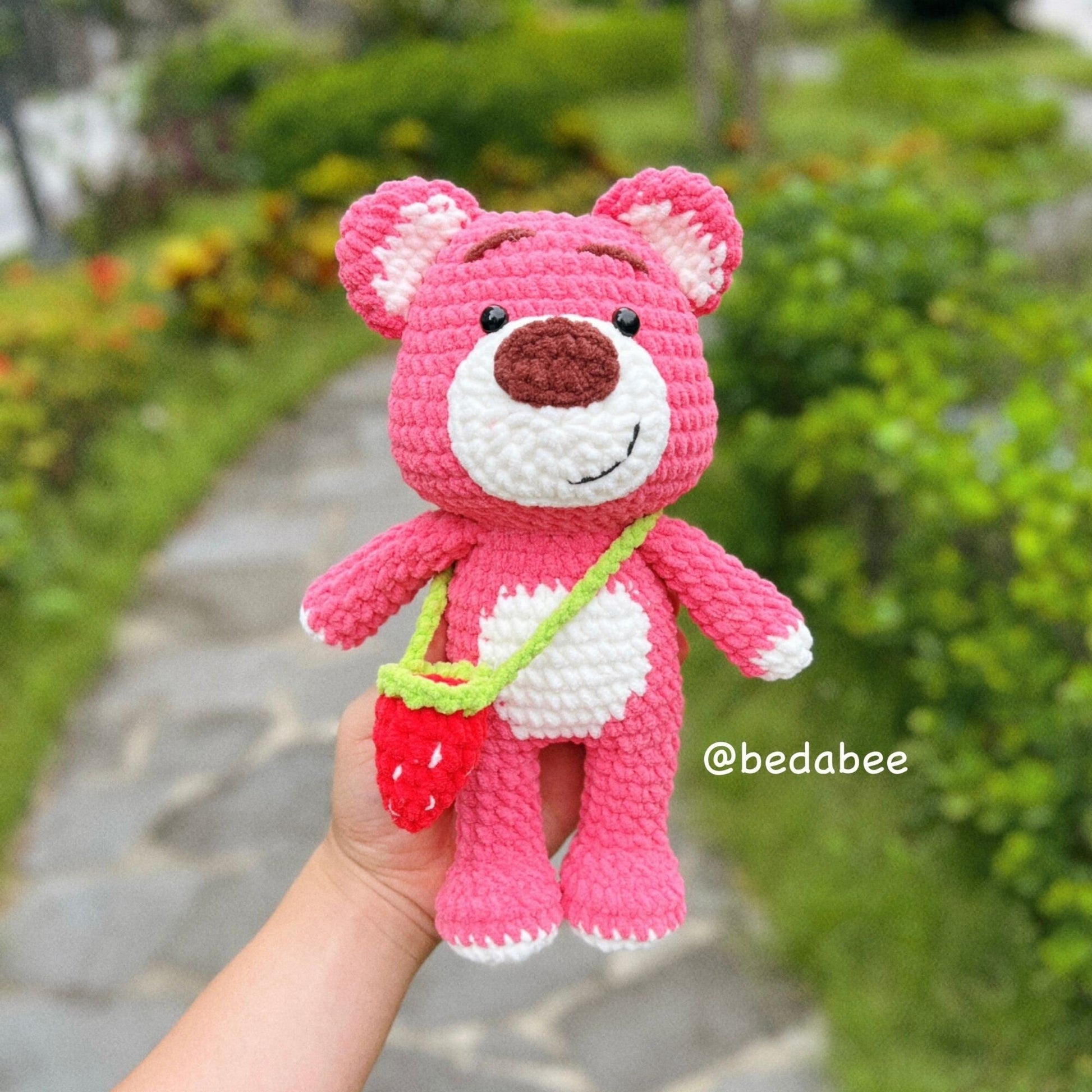 Bedabee Crochet Strawberry Pink Bear Pattern Amigurumi PDF Tutorial
