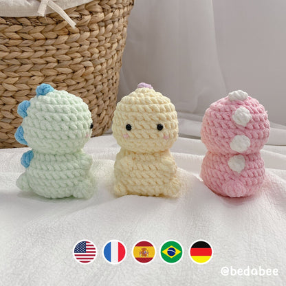 Bedabee No-Sew Little Dinosaur Crochet Pattern Amigurumi PDF Tutorial
