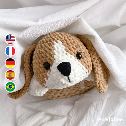 Bedabee Crochet Beagle Dog Pattern Amigurumi PDF Tutorial