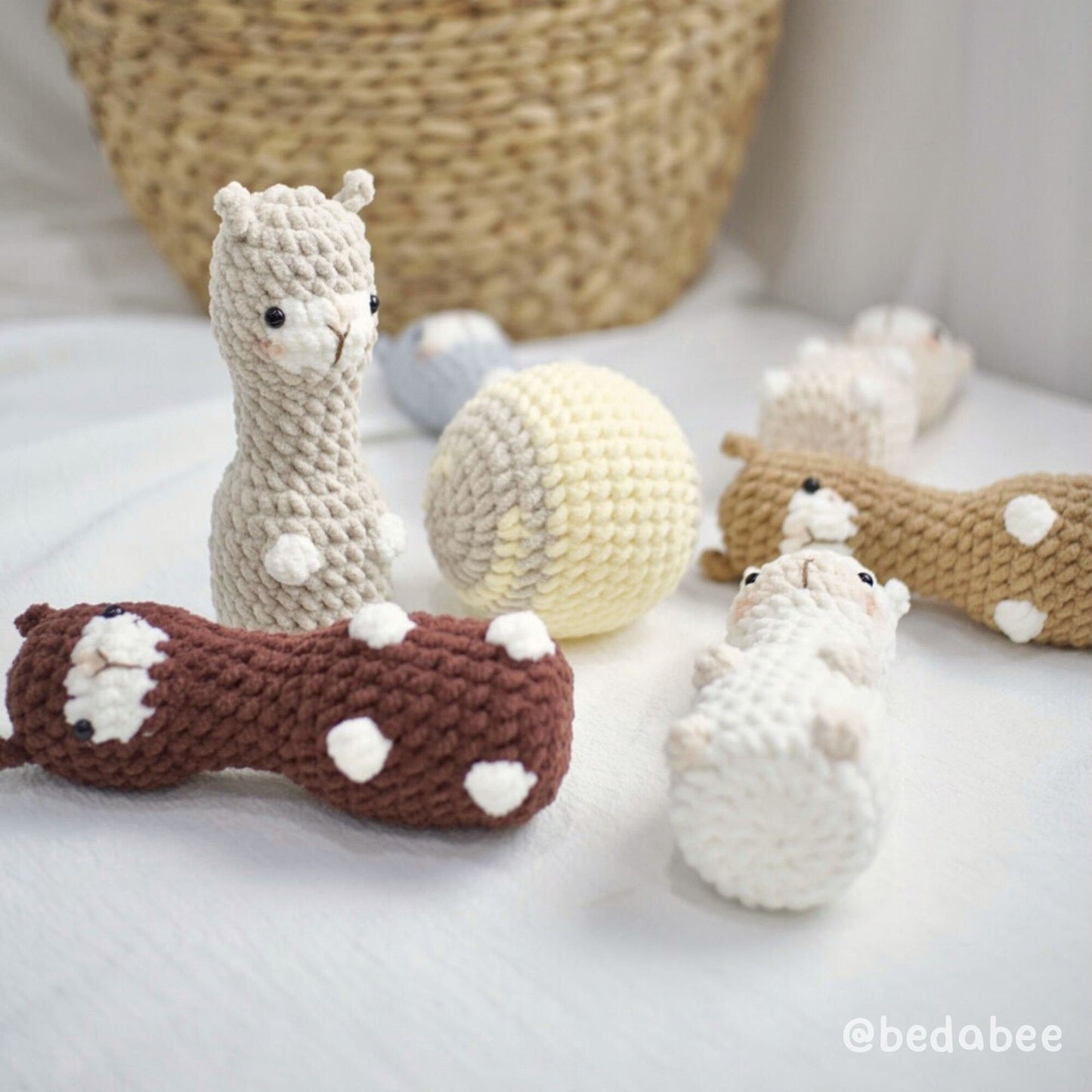 Bedabee No-Sew Llama Bowling Plushie Crochet Pattern Amigurumi PDF Tutorial