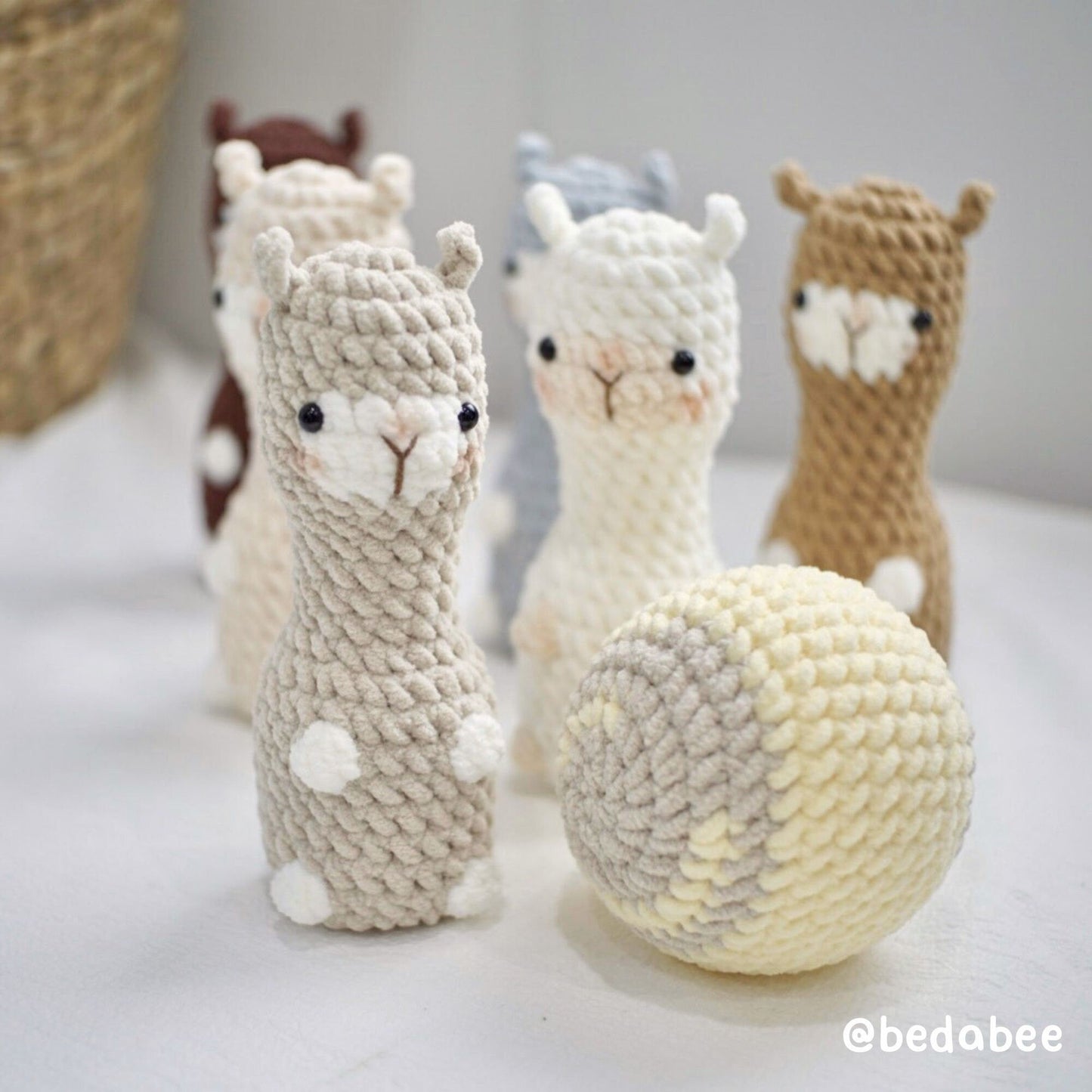 Bedabee No-Sew Llama Bowling Plushie Crochet Pattern Amigurumi PDF Tutorial