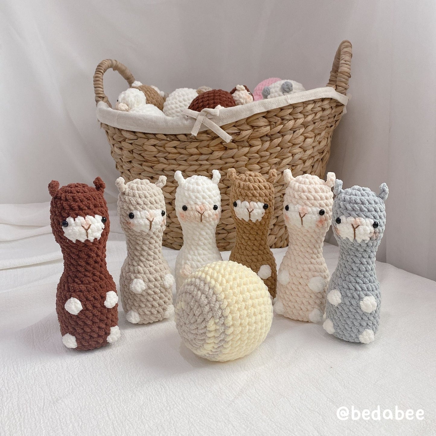 Bedabee No-Sew Llama Bowling Plushie Crochet Pattern Amigurumi PDF Tutorial