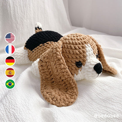 Bedabee Crochet Beagle Dog Pattern Amigurumi PDF Tutorial