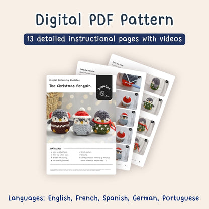 Bedabee Christmas Penguin Crochet Pattern Amigurumi PDF Tutorial