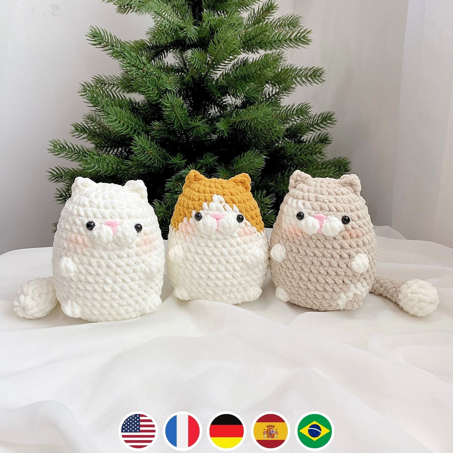 Bedabee No-Sew 3-in-1 Chubby Cat Crochet Pattern Bundle Amigurumi PDF Tutorial