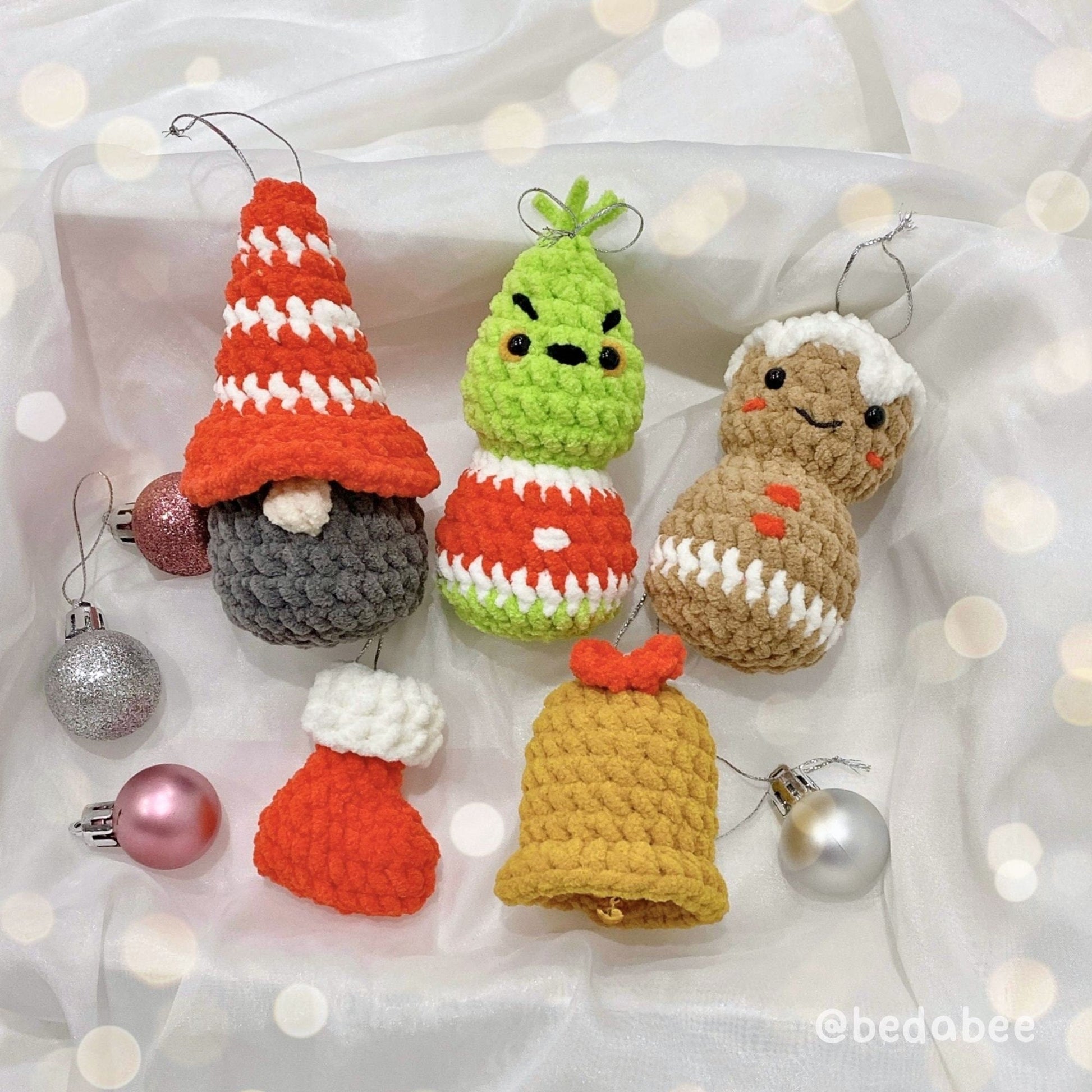 Bedabee 10 Christmas Ornaments Crochet Pattern Bundle Amigurumi PDF Tutorial