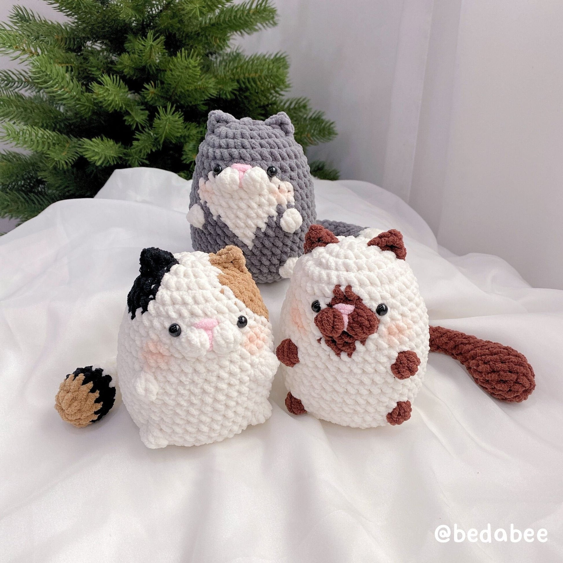 Bedabee No-Sew 3-in-1 Chubby Cat Crochet Pattern Bundle Amigurumi PDF Tutorial