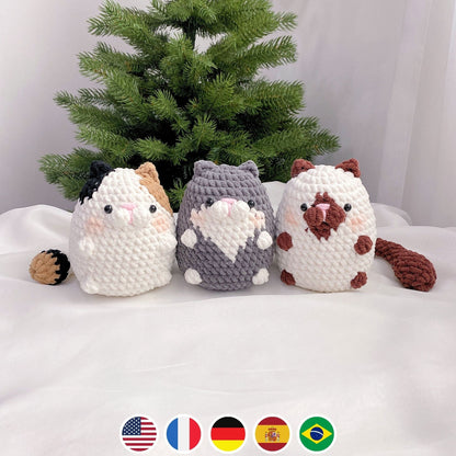 Bedabee No-Sew 3-in-1 Chubby Cat Crochet Pattern Bundle Amigurumi PDF Tutorial