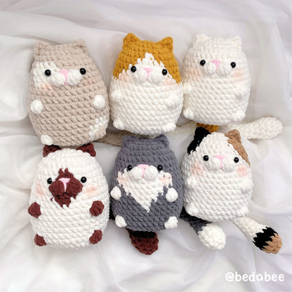 Bedabee No-Sew 6-in-1 Chubby Cat Crochet Pattern Bundle Amigurumi PDF Tutorial