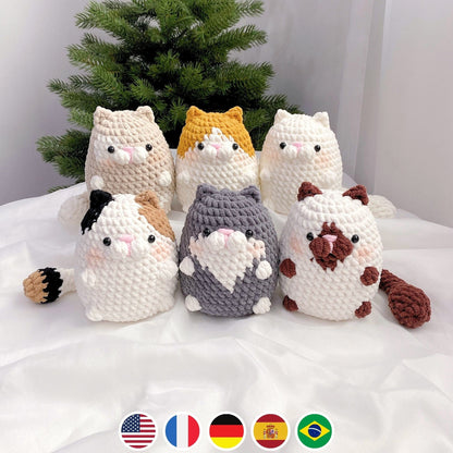Bedabee No-Sew 6-in-1 Chubby Cat Crochet Pattern Bundle Amigurumi PDF Tutorial