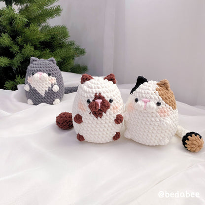 Bedabee No-Sew 6-in-1 Chubby Cat Crochet Pattern Bundle Amigurumi PDF Tutorial