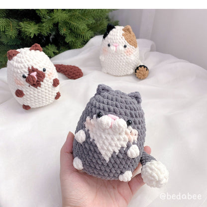 Bedabee No-Sew 6-in-1 Chubby Cat Crochet Pattern Bundle Amigurumi PDF Tutorial