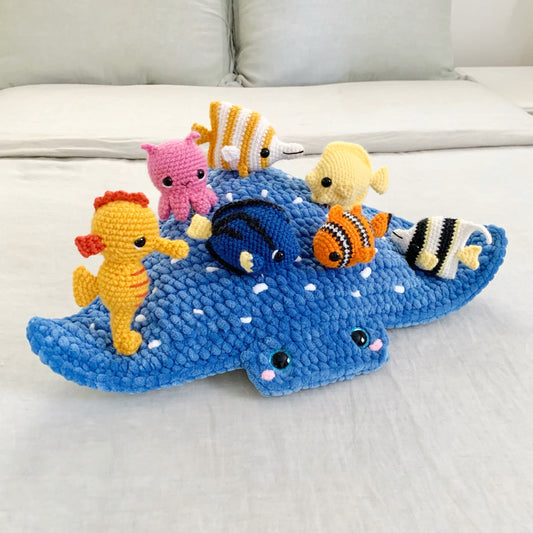 Ray and 8 Sea Friends No-Sew Crochet Pattern Pack PDF