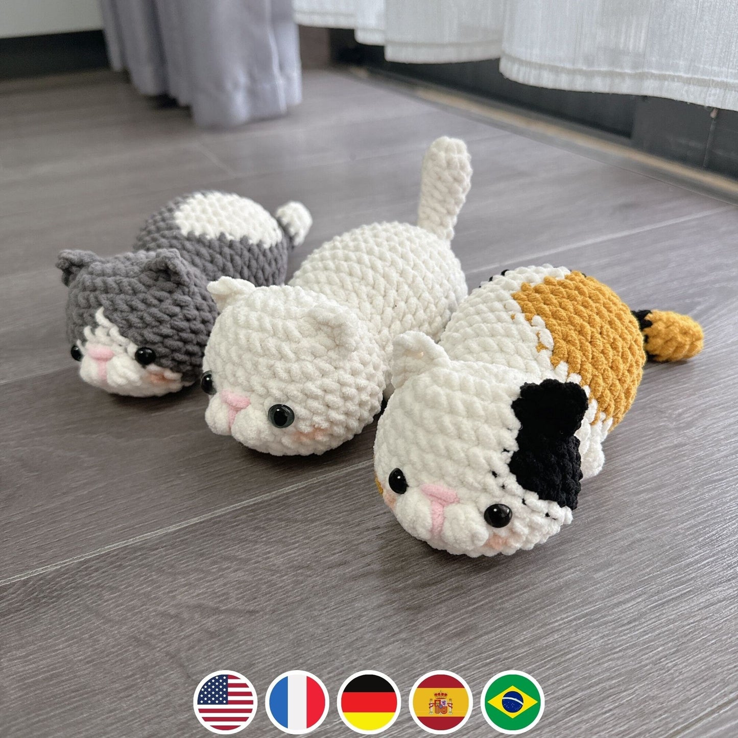 Bedabee 3-in-1 Lazy Munchkin Cat Crochet Pattern Bundle Amigurumi PDF Tutorial
