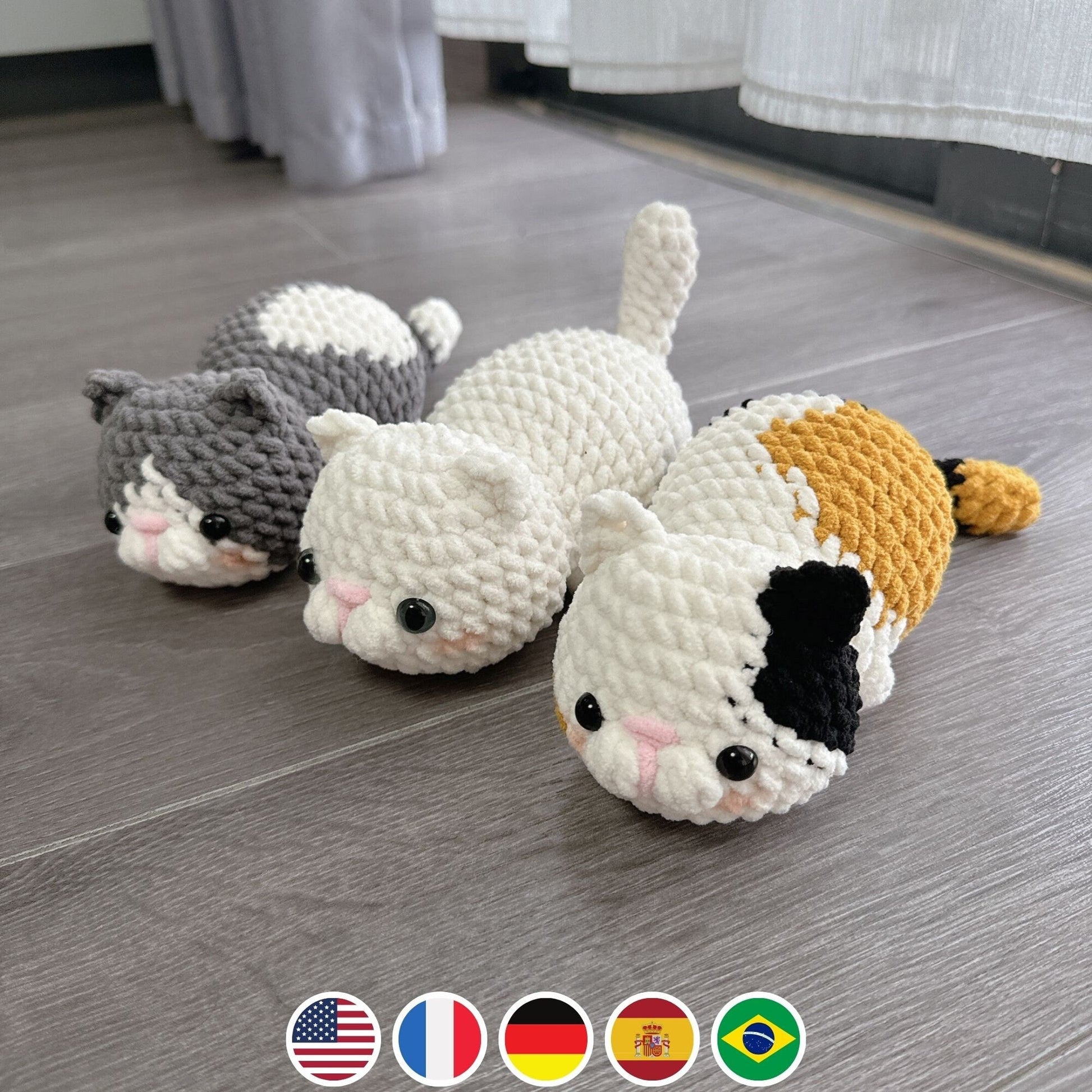 Bedabee 3-in-1 Lazy Munchkin Cat Crochet Pattern Bundle Amigurumi PDF Tutorial