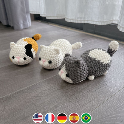 Bedabee 3-in-1 Lazy Munchkin Cat Crochet Pattern Bundle Amigurumi PDF Tutorial