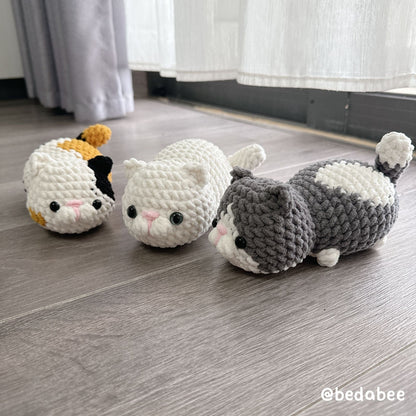 Bedabee 3-in-1 Lazy Munchkin Cat Crochet Pattern Bundle Amigurumi PDF Tutorial