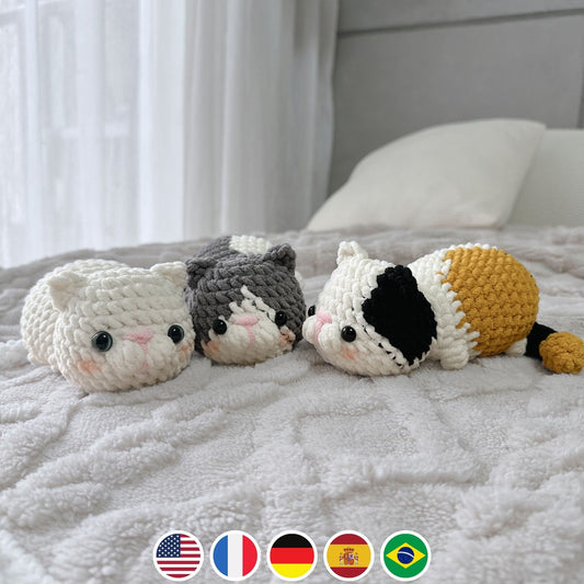 Bedabee 3-in-1 Lazy Munchkin Cat Crochet Pattern Bundle Amigurumi PDF Tutorial