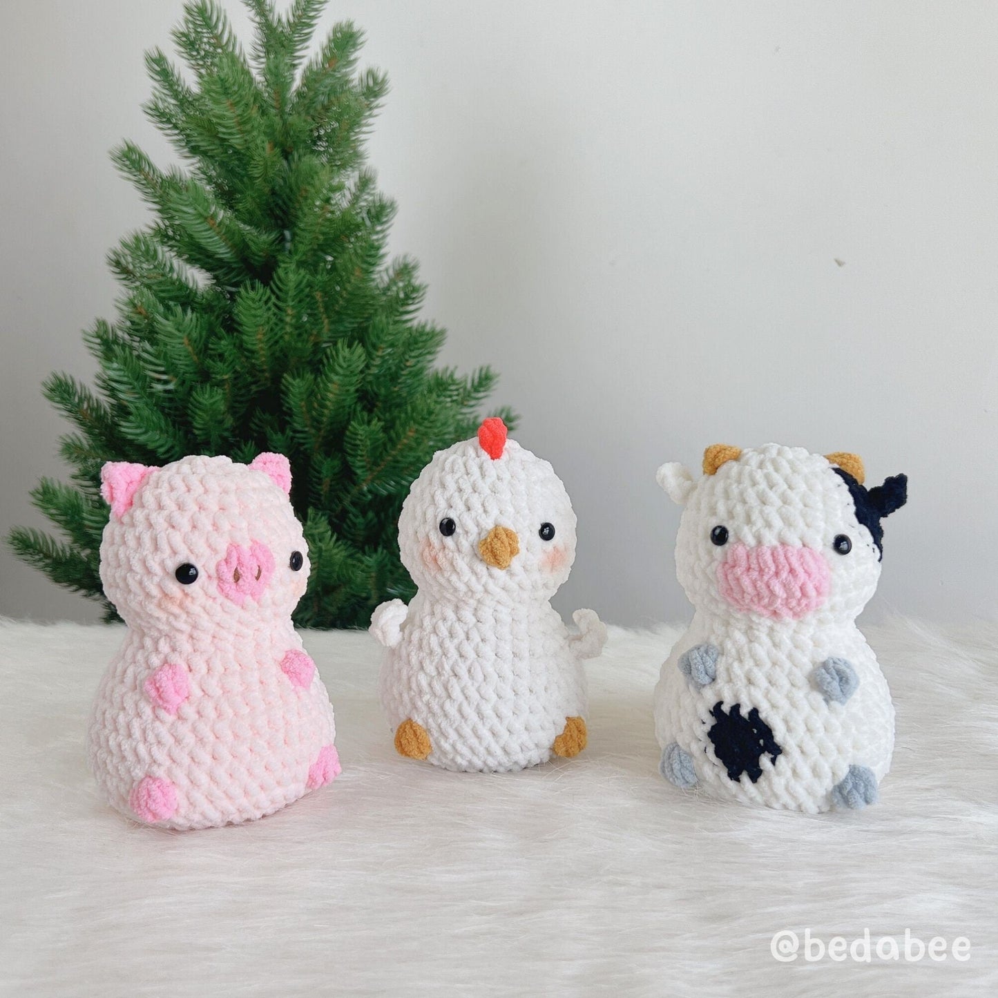 Bedabee 6-in-1 Chubby Farm Animals Crochet Pattern Bundle Amigurumi PDF Tutorial
