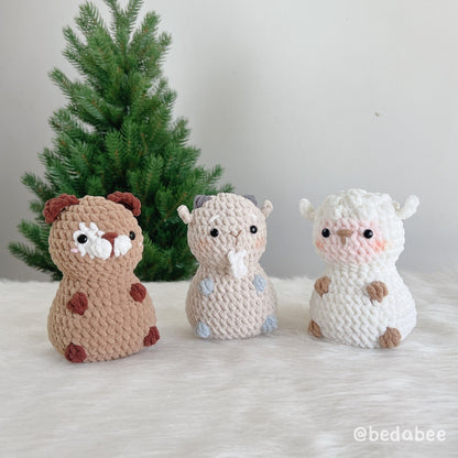 Bedabee 6-in-1 Chubby Farm Animals Crochet Pattern Bundle Amigurumi PDF Tutorial